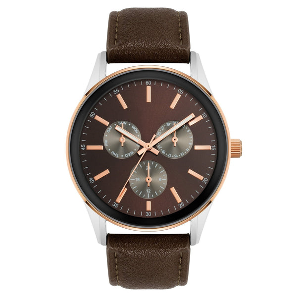 George Mens Casual Brown Watch with Traditional Strap EasyOptionXY LLC