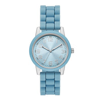 Time and Tru Ladies' Watch with Silver Round Case, Light Blue Bezel, Light Blue Sunray Dial and Light Blue Soft Silicone Strap (FMDOTT107) EasyOptionXY LLC
