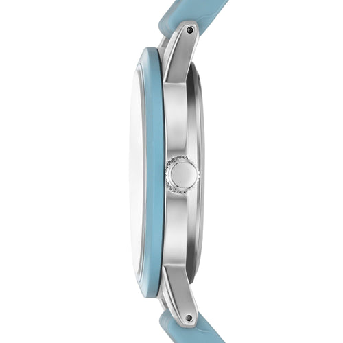 Time and Tru Ladies' Watch with Silver Round Case, Light Blue Bezel, Light Blue Sunray Dial and Light Blue Soft Silicone Strap (FMDOTT107) EasyOptionXY LLC