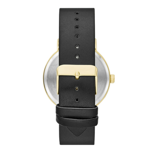 George Men's Watch: Gold Tone Case, Champagne Sunray Dial, Black Vegan Leather Band (FMDOGE047) EasyOptionXY LLC