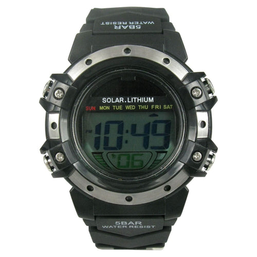 George Mens Solar Digital Wristwatch Plastic Strap EasyOptionXY LLC