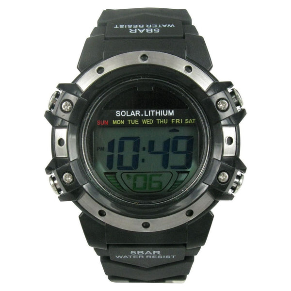 George Mens Solar Digital Wristwatch Plastic Strap EasyOptionXY LLC