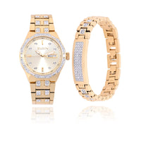 Elgin Adult Male Watch and Bracelet Set in Gold and Stones in (FG180016ST) EasyOptionXY LLC
