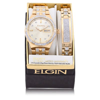 Elgin Adult Male Watch and Bracelet Set in Gold and Stones in (FG180016ST) EasyOptionXY LLC