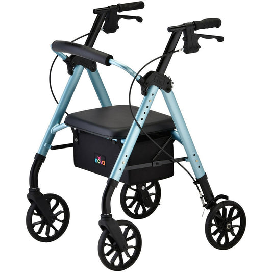 NOVA Star 8 Deluxe Wide Rollator Walker, Blue