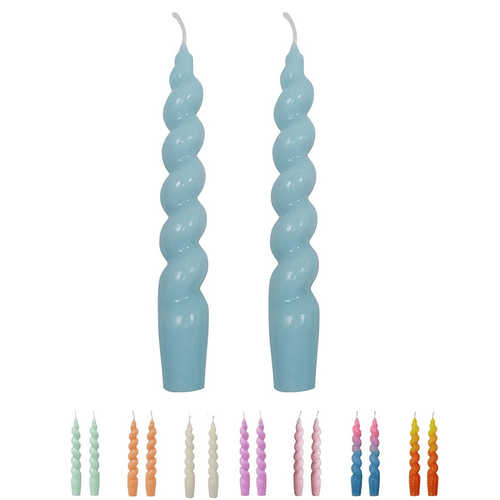FCMSHAMD Spiral Taper Dinner Candles Conical Stick Candles H 18.5 cm for Holiday Wedding Party (Blue ) EasyOptionXY LLC
