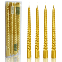 FCMSHAMD 9.8'' Gold Taper Candles-Unscented Dripless(4 Pack) EasyOptionXY LLC