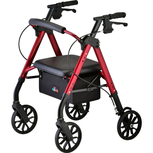 NOVA Star 8 Petite Rollator Walker, Red, with 8" Wheels (1 Count)