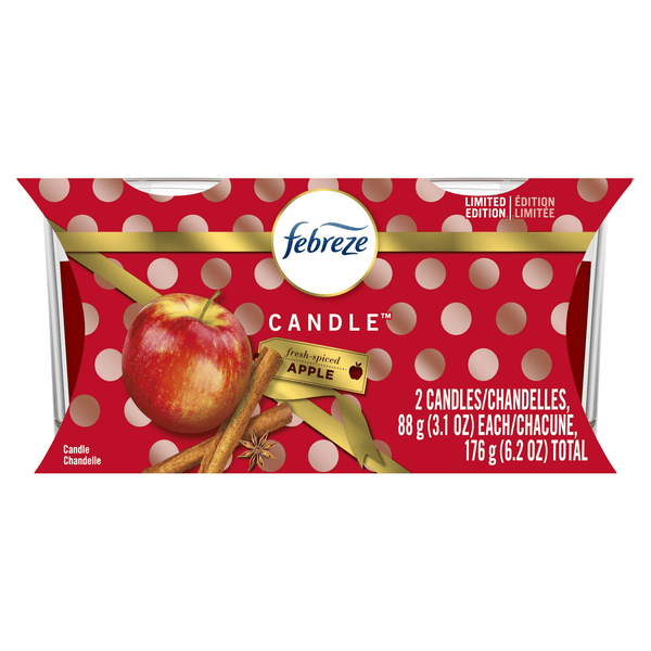 Febreze Candle, Fresh-Spiced Apple Scent, 3.1 oz. Double-Wick Mini Candles Twin Pack EasyOptionXY LLC