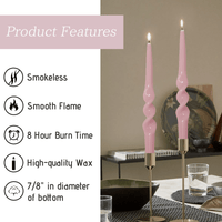 FCMSHAMD 10 inch Spiral Taper Candle Sticks Unscented Pink Pack of 2 EasyOptionXY LLC