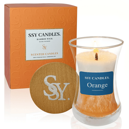 Orange Scented Candles for Home-Jar candles 3.5 oz - Wooden Wick Candle Burn Time 30+H-Candles Gift for Women EasyOptionXY LLC