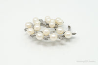 Large Antique Faux Pearl Sterling Silver Brooch Pin