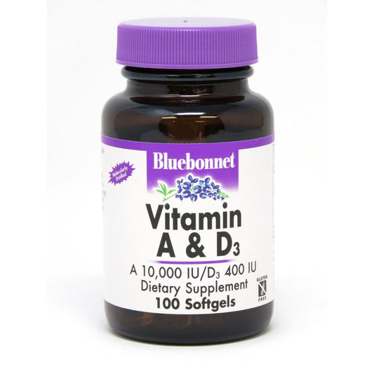 Bluebonnet Vitamin A&D 3000 Mcg/10 Mcg 100 Softgel