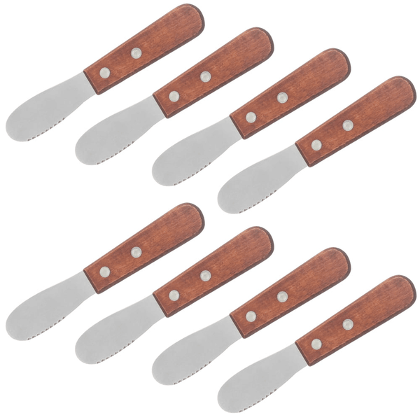 8 Pack Stainless Steel Straight Edge Wide Butter Spreader with Wood Handle, DaKuan Sandwich Cream Cheese Condiment Knives 5 Inch EasyOptionXY LLC