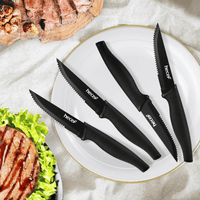 Hecef Black Oxide Steak Knife Set of 8, Ultra-Sharp High Carbon Stainless Steel Serrated Knives with PP Handle EasyOptionXY LLC