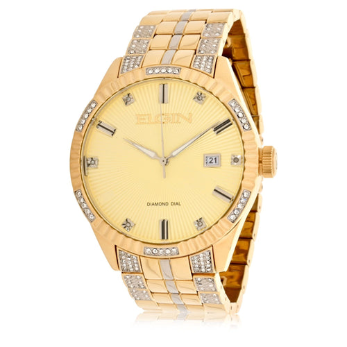 Elgin Adult Male Analog Watch and Bracelet Set in Gold with Crystals (FG18005GST) EasyOptionXY LLC