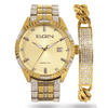 Elgin Adult Male Analog Watch and Bracelet Set in Gold with Crystals (FG18005GST) EasyOptionXY LLC