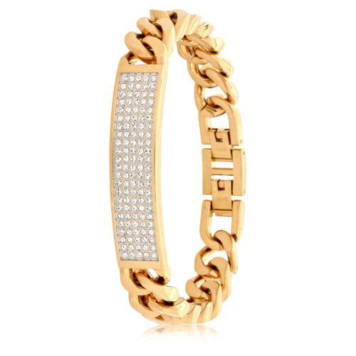 Elgin Adult Male Analog Watch and Bracelet Set in Gold with Crystals (FG18005GST) EasyOptionXY LLC