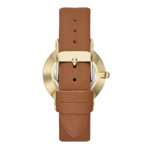 Folio Women's Gift Set; Gold Watch, Brown Vegan Leather Strap and Stackable Beaded Bracelets (FMDAL1168) EasyOptionXY LLC