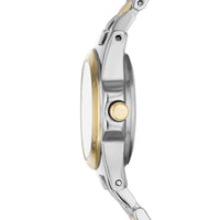 Time & Tru Women's Wristwatch: Two Tone Silver & Gold Round Mini Case and Bracelet, Gold Bezel, Silver Sunray Dial (FMDOTT105) EasyOptionXY LLC