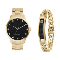 George Men's Gold Tone Black Dial Watch and Bracelet Set, 2-Piece EasyOptionXY LLC