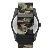 George Men's Watch Set: Gunmetal Tone Case, Black Dial, Camo Mesh Band, Brown Vegan Leather Double Strap (FMDXGE040) EasyOptionXY LLC