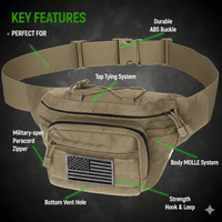 XGear Tactical Hunting Fanny Pack with USA Flag Patch