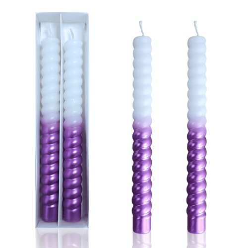 FCMSHAMD 8.46'' Purple Taper Candles - Spiral Dripless(2 Pack) EasyOptionXY LLC