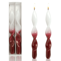 FCMSHAMD 8.8'' White Red Taper Candles - Unscented Dripless (2 Pack) EasyOptionXY LLC