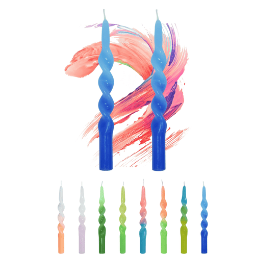 FCMSHAMD 10 inch Blue Spiral Taper Candles Sticks for Dinner Home Decoration Unscented Dripless Smokeless Pack of 2 EasyOptionXY LLC