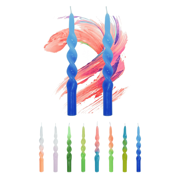 FCMSHAMD 10 inch Blue Spiral Taper Candles Sticks for Dinner Home Decoration Unscented Dripless Smokeless Pack of 2 EasyOptionXY LLC