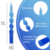 FCMSHAMD 10 inch Blue Spiral Taper Candles Sticks for Dinner Home Decoration Unscented Dripless Smokeless Pack of 2 EasyOptionXY LLC