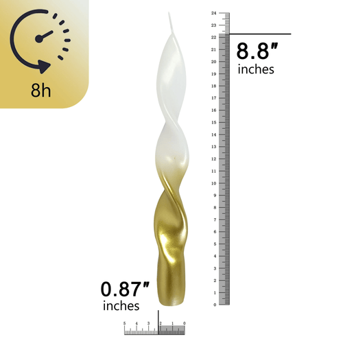 FCMSHAMD 8.8'' White Gold Taper Candles - Unscented (2 Pack) EasyOptionXY LLC