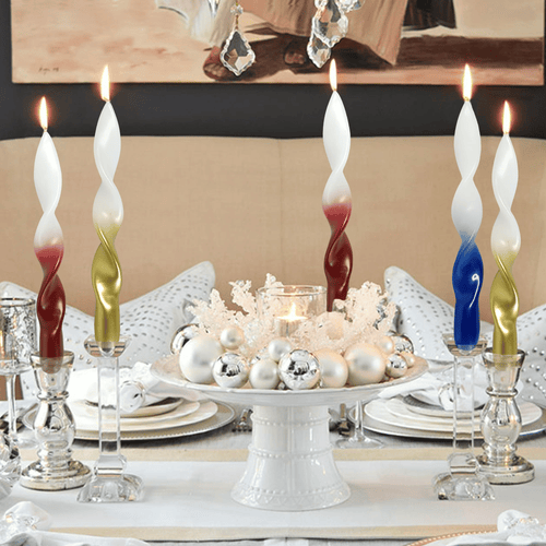 FCMSHAMD 8.8'' White Gold Taper Candles - Unscented (2 Pack) EasyOptionXY LLC