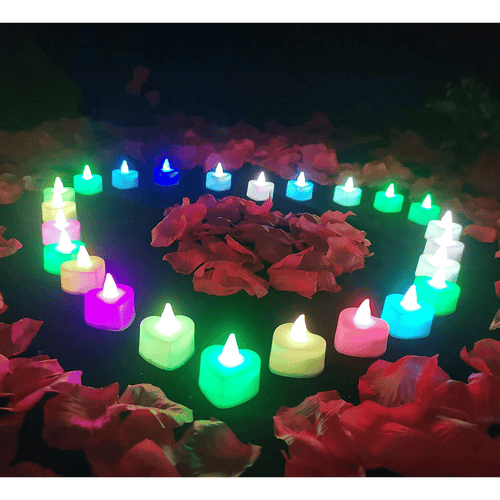 24 Pcs Flameless Tealight Candles with Colorful Lights, A Great Choice Heighten The Festive Atmosphere, Battery Operated Colored Fake Candles, No Flickering Light EasyOptionXY LLC