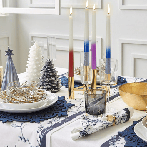 FCMSHAMD 9.6 inch 6pcs Dripless Taper Candles Smokeless Christmas Candles Luxury Candle Gift Set for Holiday Red+Purple+Blue Unscented EasyOptionXY LLC