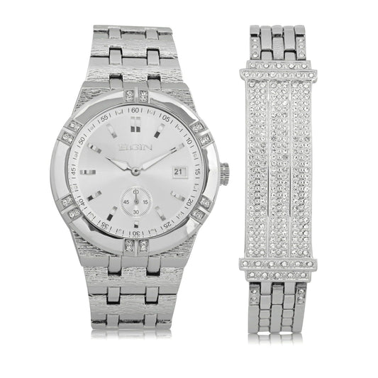 Elgin Adult Male Analog Watch and Bracelet Set in Silver (FG170010ST) EasyOptionXY LLC