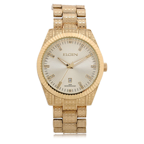 Elgin Adult Male Analog Watch in Gold with Sunray Dial (FG160096) EasyOptionXY LLC