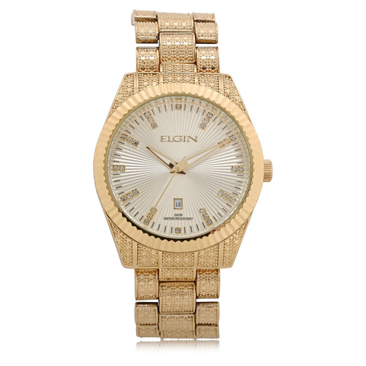 Elgin Adult Male Analog Watch in Gold with Sunray Dial (FG160096) EasyOptionXY LLC