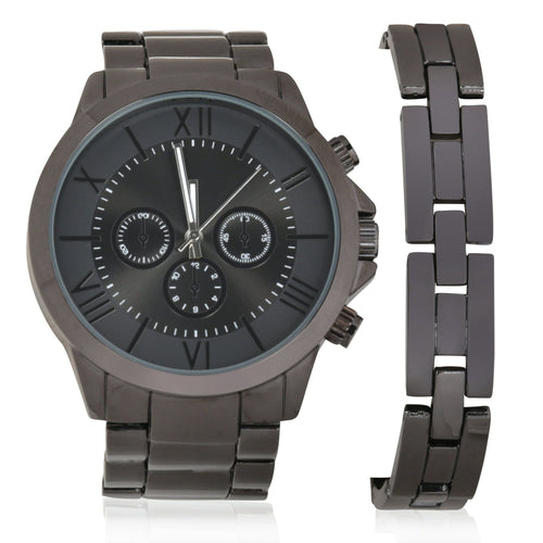 George Adult Male Analog Watch and Bracelet Set in Black (GENWM5123MS1) EasyOptionXY LLC