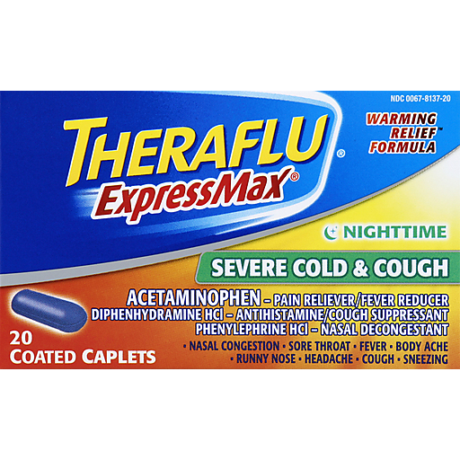 Theraflu ExpressMax Nighttime Severe Cold And Cough Coated Caplets