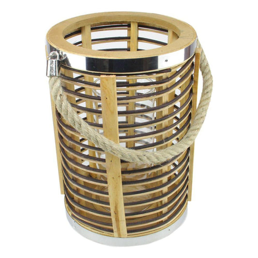 7.5" Rustic Chic Cylinderical Rattan Decorative Candle Holder Lantern with Jute Handle EasyOptionXY LLC