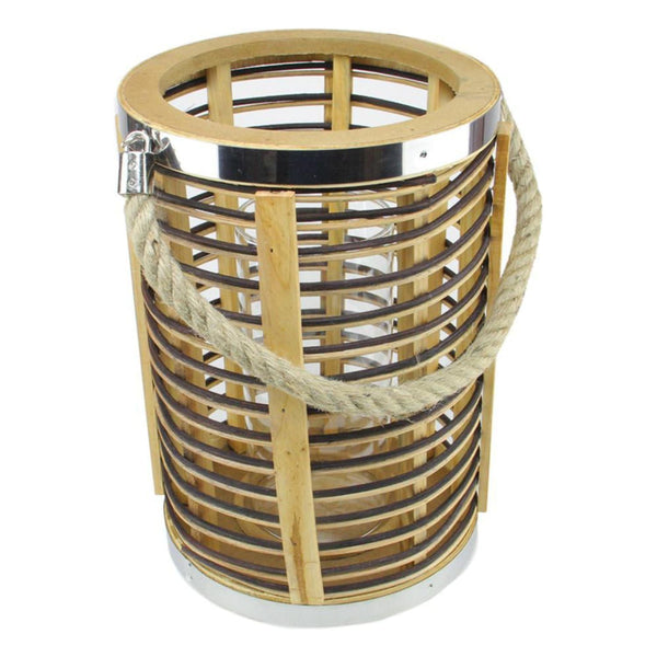 7.5" Rustic Chic Cylinderical Rattan Decorative Candle Holder Lantern with Jute Handle EasyOptionXY LLC