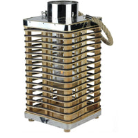 15.5" Rustic Chic Rectangular Rattan Candle Holder Lantern with Jute Handle EasyOptionXY LLC