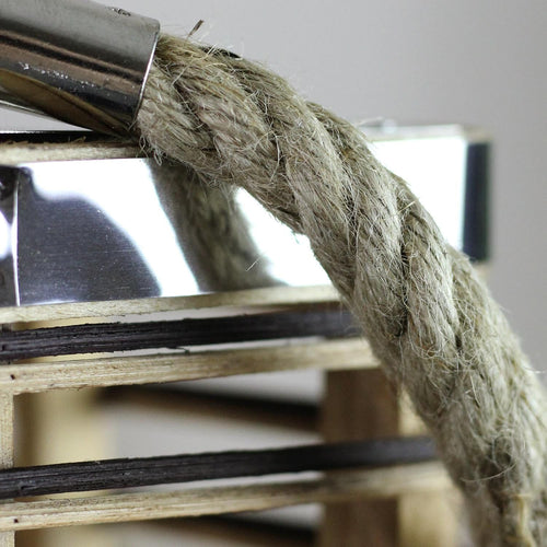 15.5" Rustic Chic Rectangular Rattan Candle Holder Lantern with Jute Handle EasyOptionXY LLC