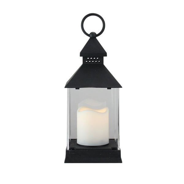 9.5" Black Candle Lantern with Flameless LED Candle Tabletop Decor EasyOptionXY LLC