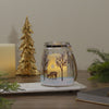6.25" Trees and Fawns Flameless Glass Candle Lantern EasyOptionXY LLC
