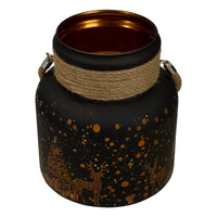 8" Gold Deer and Pine Trees Flameless Christmas Glass Candle Lantern EasyOptionXY LLC