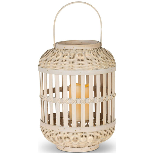 Gerson International 13.38-inch Tall Natural Bamboo Lantern with 6-inch tall battery operated candle EasyOptionXY LLC