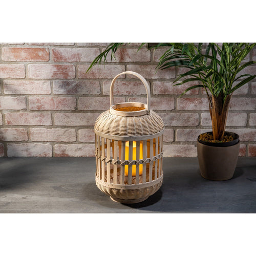 Gerson International 13.38-inch Tall Natural Bamboo Lantern with 6-inch tall battery operated candle EasyOptionXY LLC